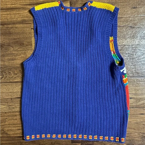 Marisa Christina ~ Large ~ Hand Knitted ~ Orange/Yellow/Blue ~ Ocean/Fish ~ Vest - Picture 16 of 16
